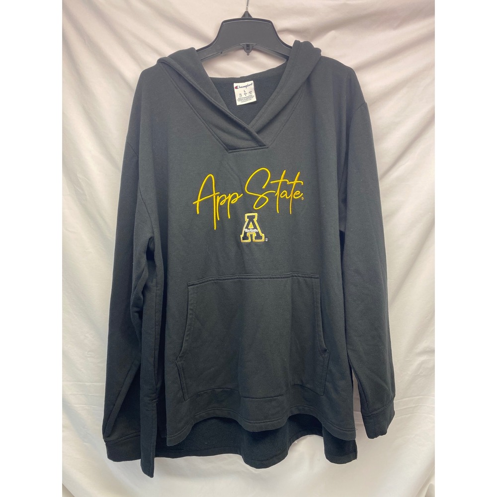 Champion App State Appalachian State University Black Hoodie Sweatshirt Large